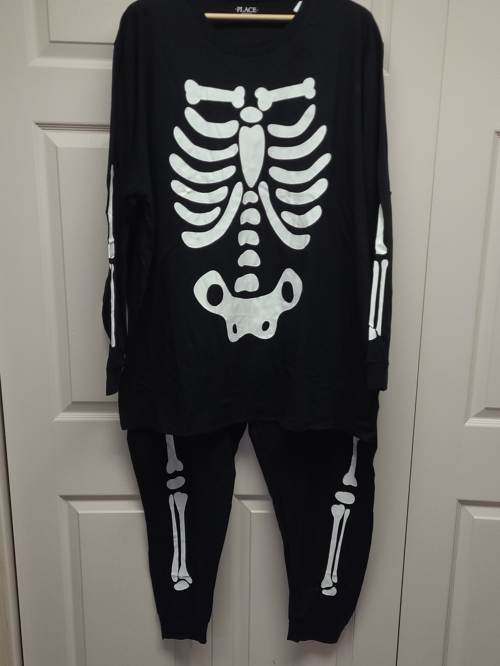 NWT The Children's Place Black Skeleton Costume Cotton Pajama Set w/ White Bones